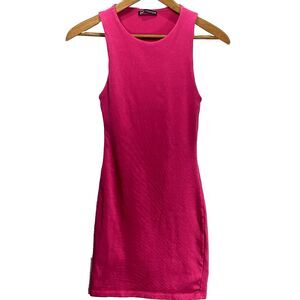 Zara Sleeveless Bodycon Mini Dress Womens S Scoop Neck Tank Stretch Pink